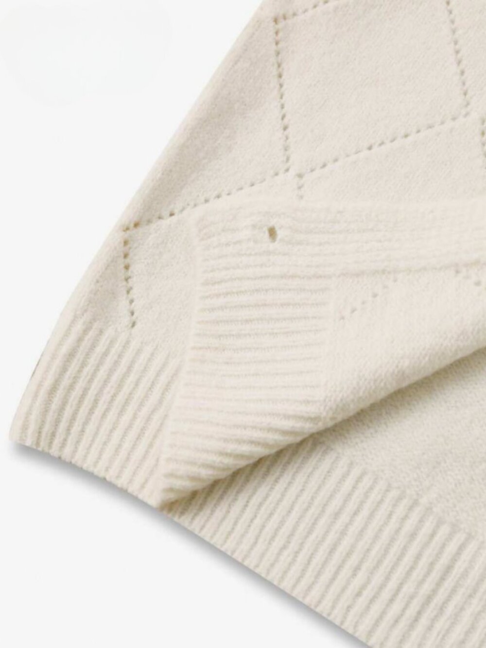 Women's White Wool Cable Knit Cardigan Gold Button Hollow Out Sweater Top - Picture 6 of 8